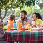 family eating lunch outdoor