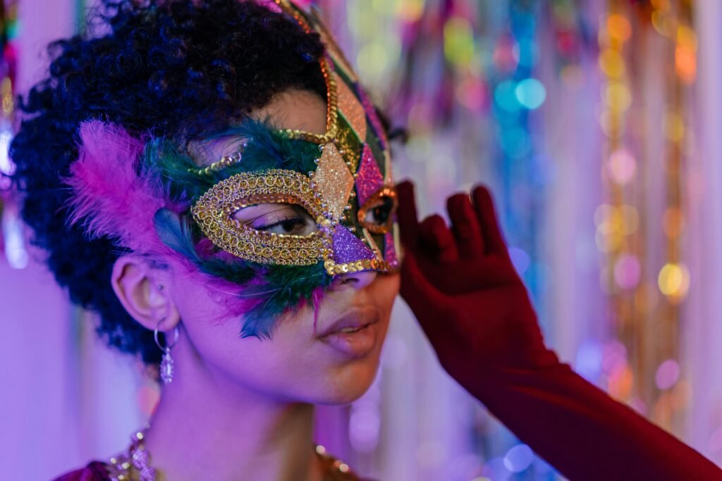 woman with party mask