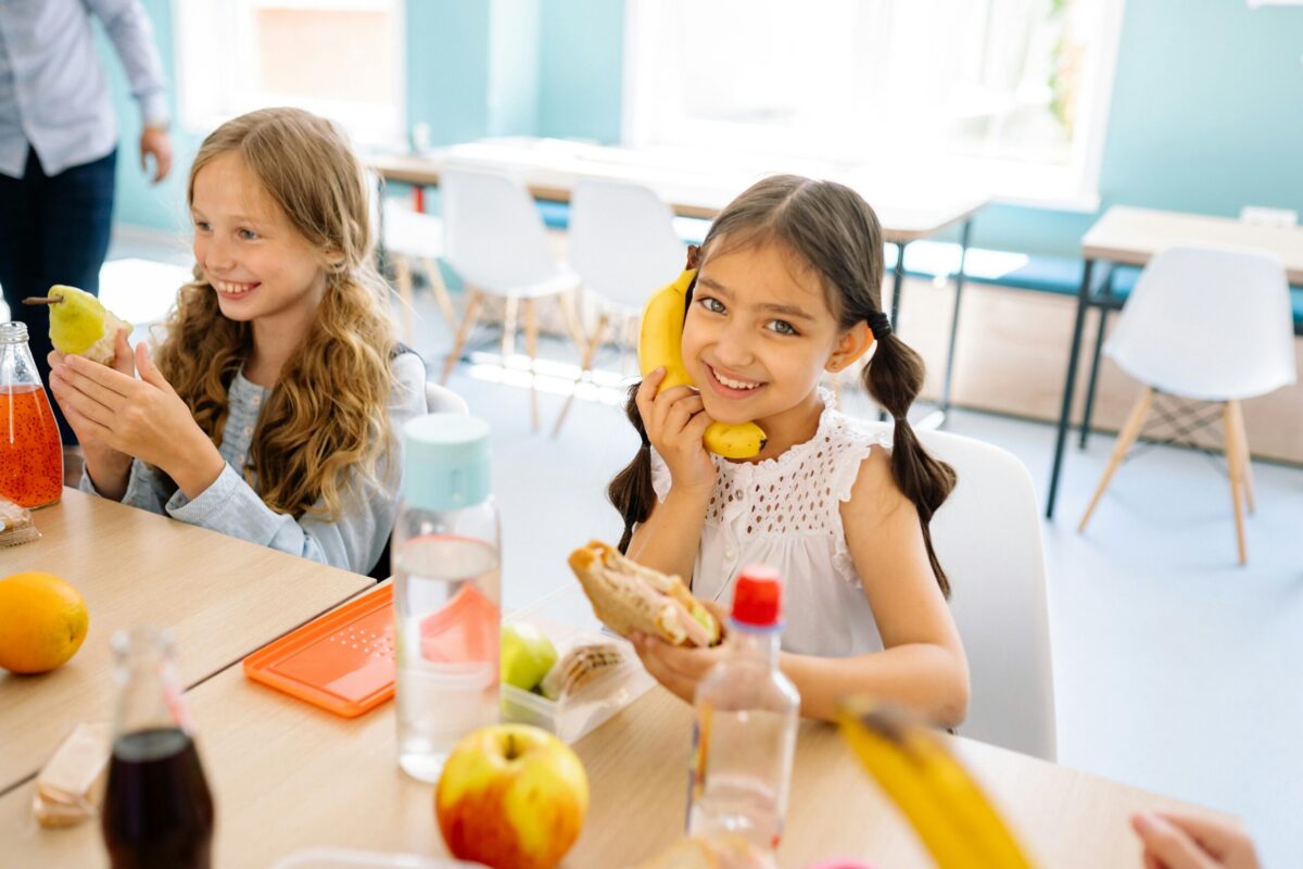 kid eating nutritious food