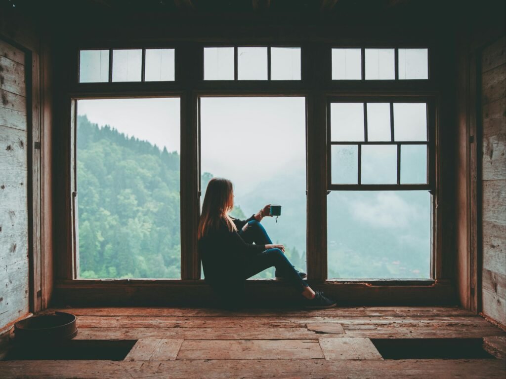 woman disconnected from the world