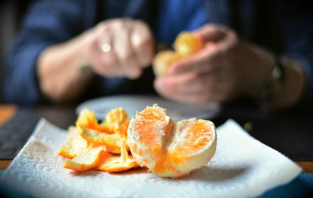 peeling an orange