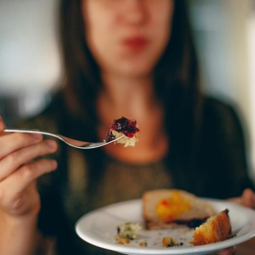Photo by Helena Lopes: https://www.pexels.com/photo/crop-woman-eating-delicious-pie-in-plate-3215592/