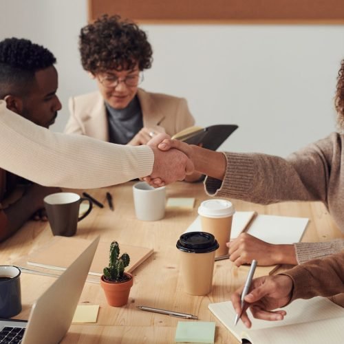 Photo by fauxels on <a href="https://www.pexels.com/photo/woman-smiling-shaking-hands-3184286/" rel="nofollow">Pexels.com</a>