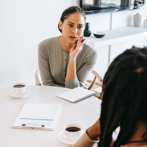 Photo by Alex Green on <a href="https://www.pexels.com/photo/attentive-female-counselor-listening-to-male-patient-5699484/" rel="nofollow">Pexels.com</a>