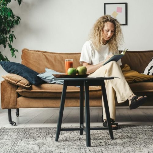 woman engaged in self-care